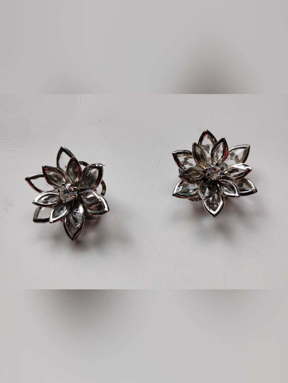 Crystal Flower Earrings For Gauged Ears